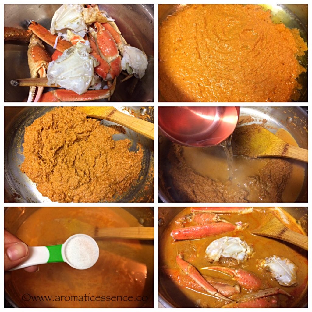 Crab curry steps