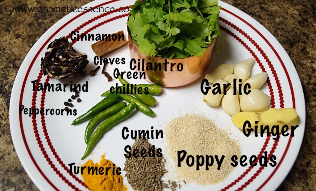 ingredients for green marinade