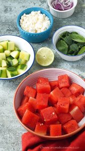 Watermelon Cucumber Feta Salad
