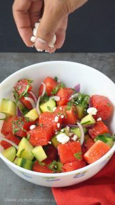 Watermelon Cucumber Feta Salad