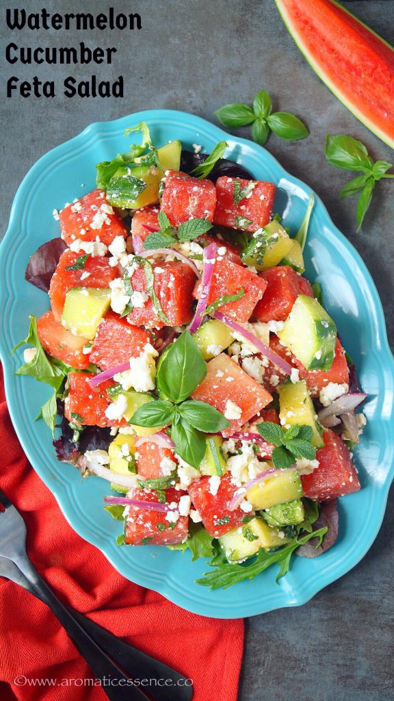 Watermelon Cucumber Feta Salad