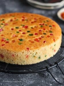 Close-up shot of rava dahi cake