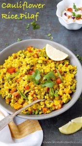 Cauliflower Rice Pilaf | Turmeric Cauliflower Rice