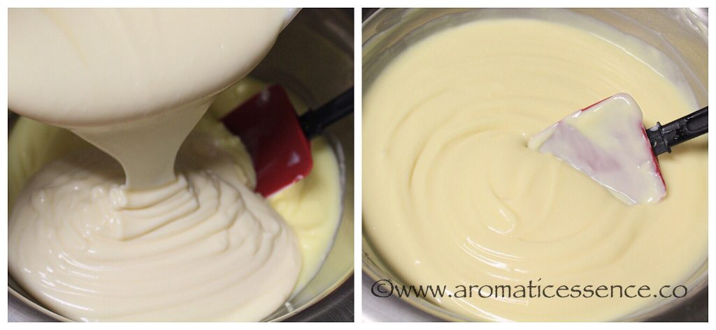 Add the cream cheese-condensed milk mixture to the pudding mixture