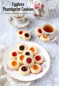 Eggless Thumbprint Cookies | Shortbread Thumbprint Cookies | Rosenmunnar