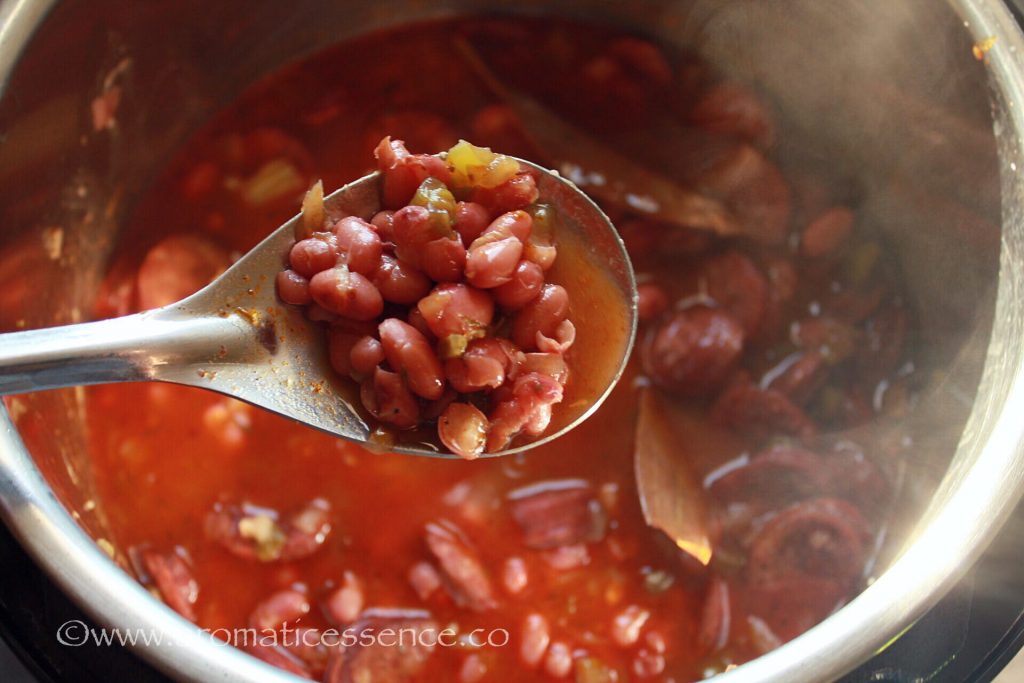 cooked red beans in the pressure cooker
