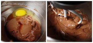adding eggs to cheesecake batter