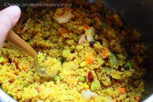 fluffing up quinoa pulao