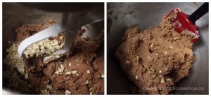 adding cashew nuts to cookie dough
