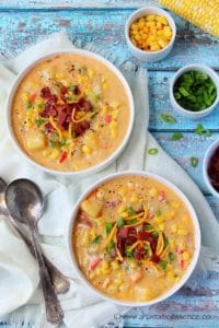 Pressure cooker corn and potato chowder.