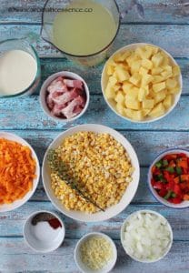 Corn chowder ingredients