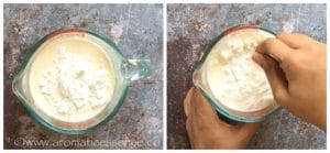 Mix the cornstarch with the cream and set it aside.