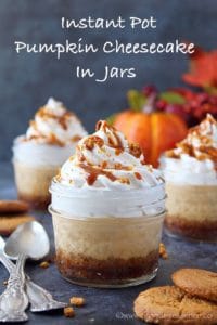 Instant pot pumpkin cheesecake in jars