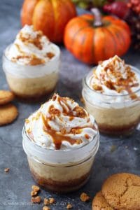 Instant pot pumpkin cheesecake in jars