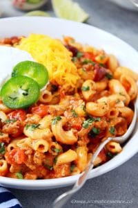 Instant Pot chili mac n cheese
