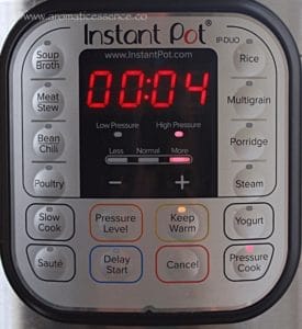 pressure cook on high for 4 minutes