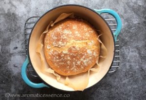 Baked loaf of bread.