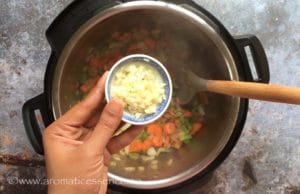 Saute minced garlic