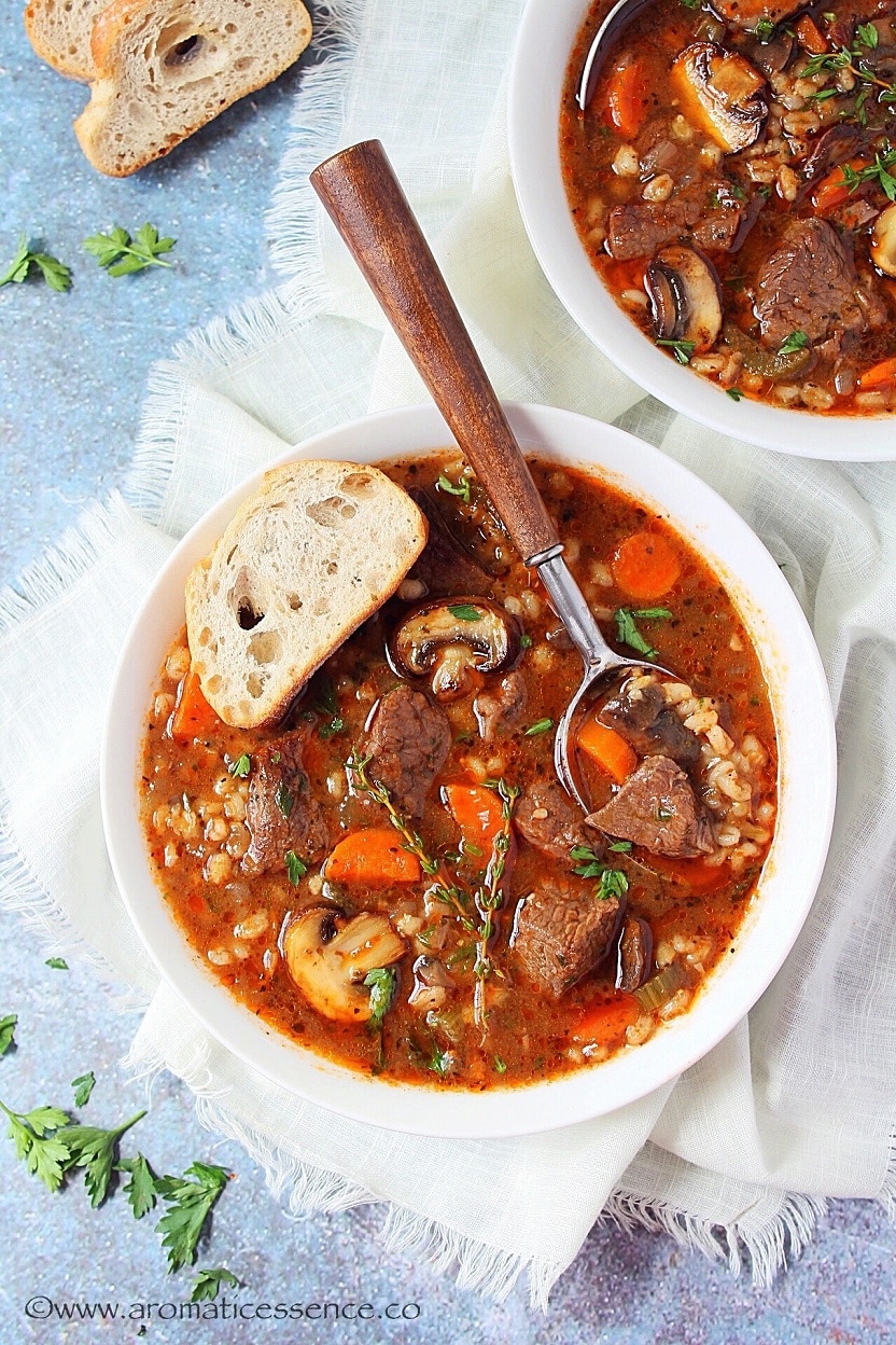 Instant Pot beef barley soup recipe