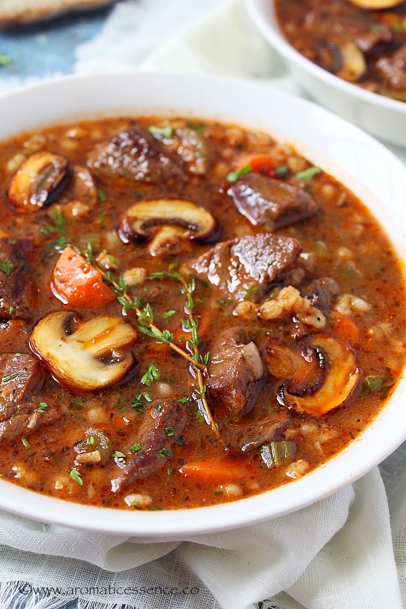 Thick beef barley soup