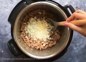 Saute the onions and minced garlic
