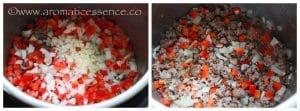 Add chopped onions, bell peppers, and minced garlic