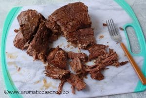 Shred the beef roast or cut into chunks