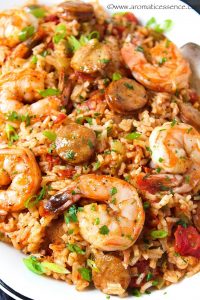 Close up shot of jambalaya