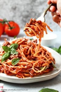 Spaghetti twirled on a fork