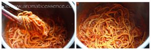 Mix the spaghetti with the sauce
