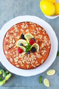 Overhead shot of lemon and ricotta cake