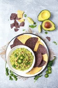 Guacamole served with tortilla chips