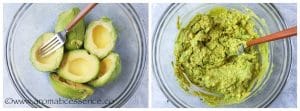 Mash the avocados with a fork.