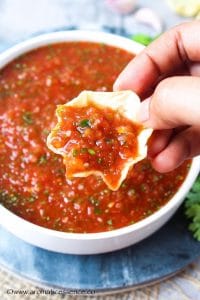 tostitos scoop filled with salsa
