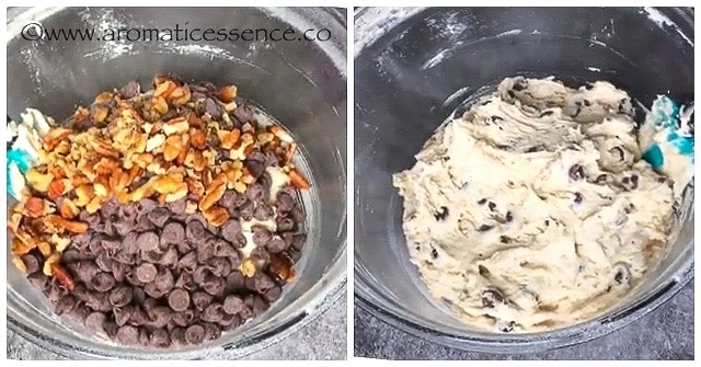 Add chocolate chips and nuts