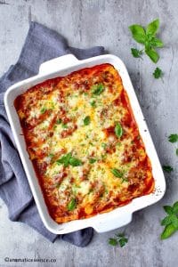 Basic stuffed shells with ricotta out of the oven.