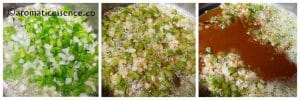 Saute the holy trinity, garlic, and roux