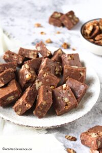 Close-up shot of walnut fudge