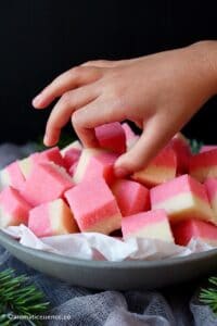 My daughter picking out a coconut ice square