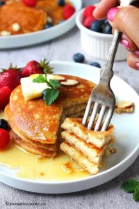 Almond pancakes on a fork-1