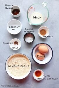 Ingredients for almond pancakes