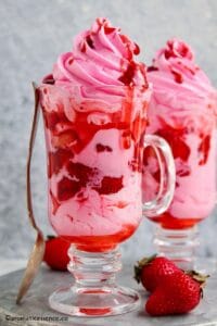 Close-up shot of Mahabaleshwar style strawberry cream