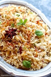 Close-up shot of bagara chawal