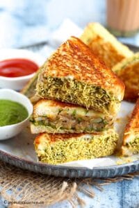 Stack of aloo toast sandwiches