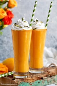 Close-up shot of mango shake