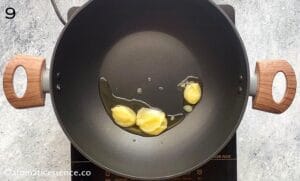 Ghee heated in a kadai