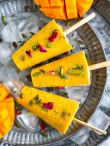 Close-up shot of mango kesar kulfi