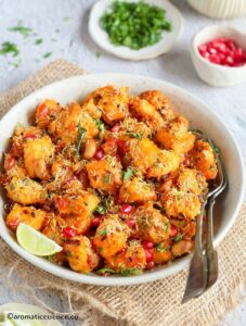 Close-up shot of bread upma