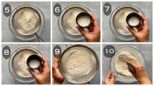 Dry ingredients sifted into a bowl