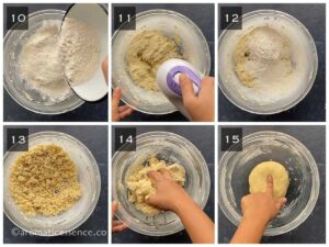 Flour added to the butter-sugar-egg mixture